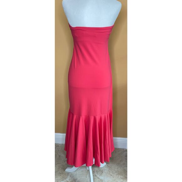 Susana Monaco Tube Flutter bottom midi dress NWT medium watermelon - Picture 4 of 6